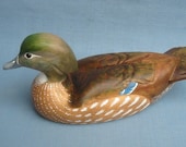 Hand carved Wood Duck hen Decoy Carving by Robert Kelly