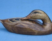 Mallard Hen Duck Decoy hand carved wood carving by Robert Kelly Woodcarving