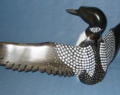 Hand carved Common Loon dancing decoy wood carving by Robert Kelly