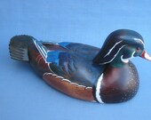 Hand carved Wood Duck Drake Decoy Magnum Robert Kelly Woodcarving
