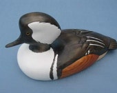 Hand carved Hooded Merganser drake Decoy Carving R.Kelly