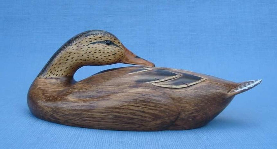 Mallard Hen Duck Decoy Hand Carved Wood Carving by Robert Etsy