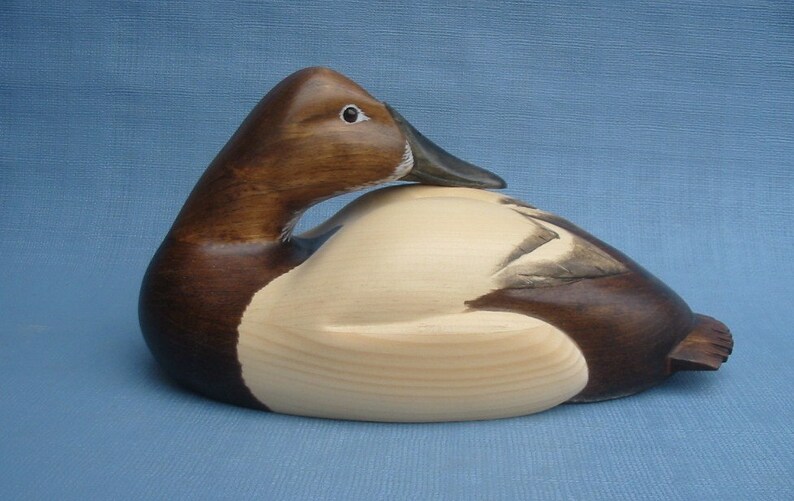 Hand Carved Preening Canvasback Hen Decoy Duck Carving Robert Etsy
