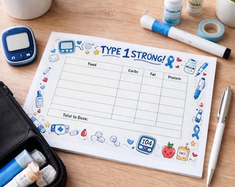 Kids Lunchbox Note | Carb Count Tracker | T1D Insulin Dose | Diabetes |
