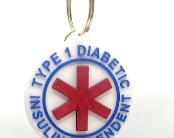 Insulin Dependent Keychain | Medical Alert Tag | T1D Gift | Bookbag Tag |