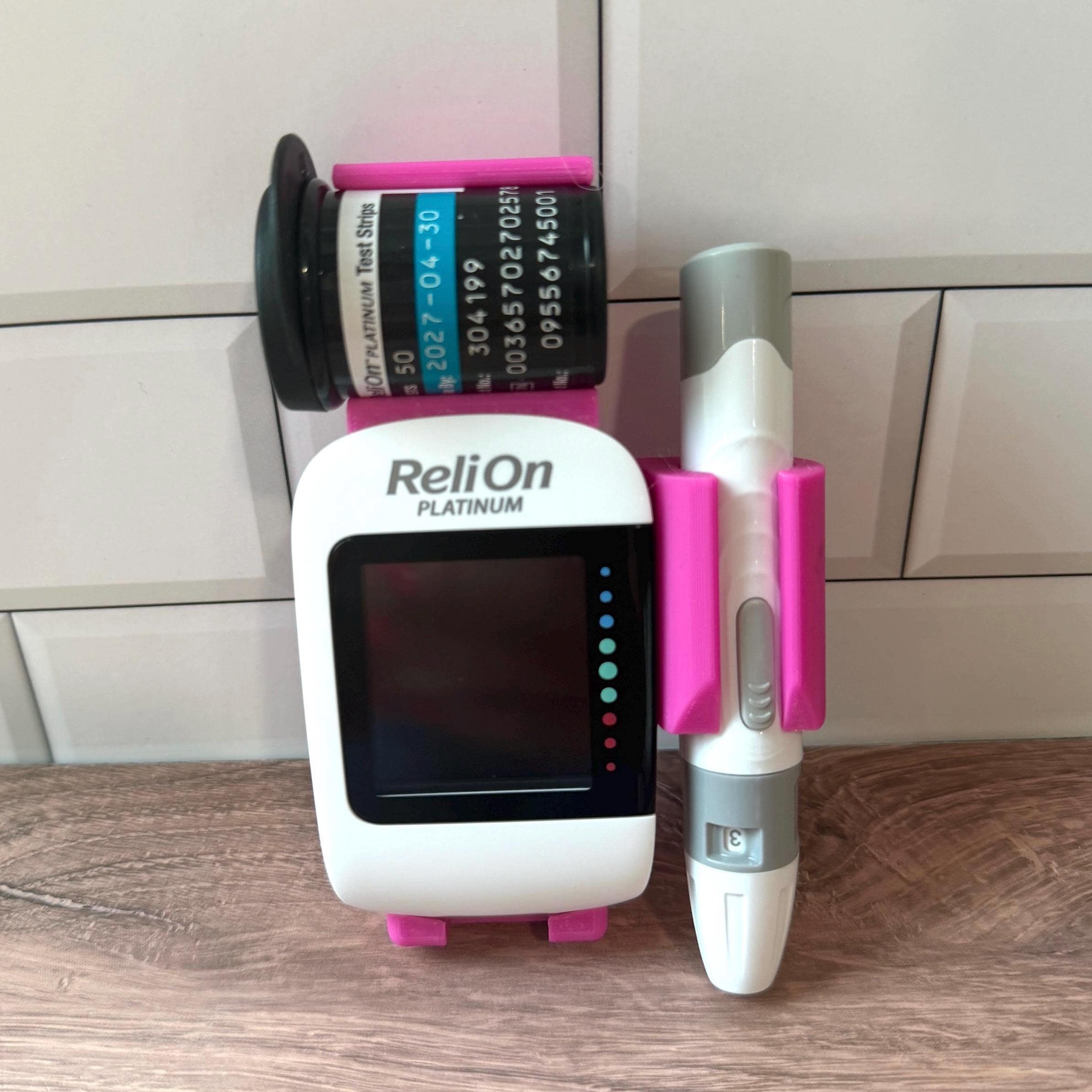 ReliOn Platinum Compatible Holder Blood Sugar Monitor Diabetes Kit Organizer Diabetic Gifts