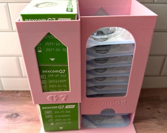 Omnipod and Dexcom G7 Compatible Holder Tower | Insulin Pump Supply Organizer | Pod Dispenser |