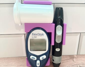 Freestyle Lite Compatible Holder | Glucose Meter | Diabetes Case | Organizer | T1D Gift |