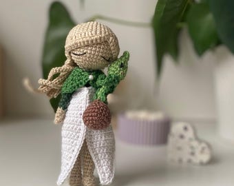Haakpatroon sneeuwklokjepop pdf, amigurumi-bloemenpoppenpatroon, tutorial lentepop