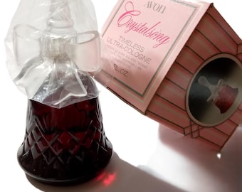 Vintage Avon 1976 “Crystalsong Decanter” ~ Timeless Ultra-Cologne, bell-shaped glass, plastic handle