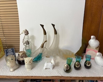 Vintage Avon 1960-70s Animal Decanters ~ Cologne, Cream & Powder Sachets, Skin So Soft Bath Oil