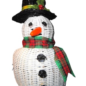 Vintage Avon 1980s “Sam the Snowman Wicker” Basket ~ serve nuts, wrapped candies, potpourri, gum