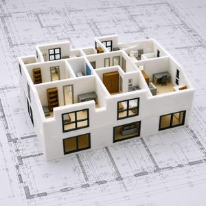 3D floor plan model 1:50 based on your house plan – open architectural concept model in PLA, BASIC or COMPLETE