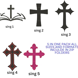 Gotisches Kreuz als Stickdatei zum digitalen Download, Maschinenstickdatei, rot-schwarzes Kreuzmuster, Größen 4x4, 5x5, 6x6, Sofort-Download