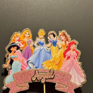 Disney PRINCESS Glitter Cake Topper Jeder Name Jedes Alter - Disney Prinzessin für Mädchen