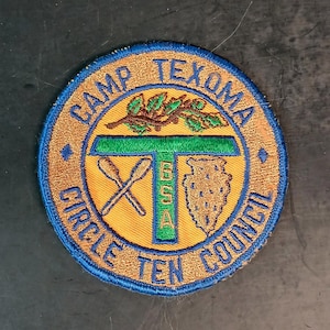 Vintage Camp Texoma Boy Scouts Patch Circle Ten Council BSA Scout Camp Badge
