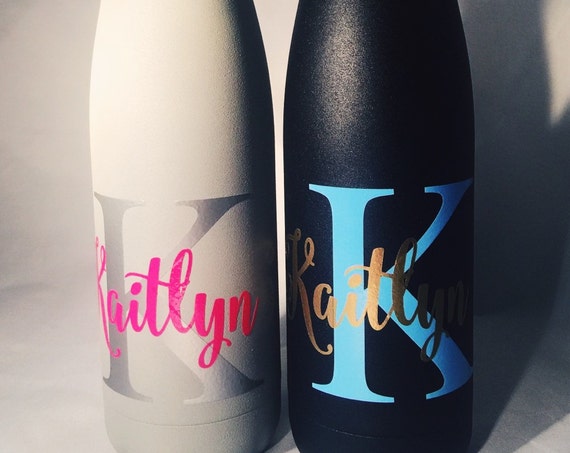 S'well Water Bottle with Personalized Custom Monogram (Satin, Shimmer, Glitter, and Spectrum Collection) - 17 oz Swell Bottles