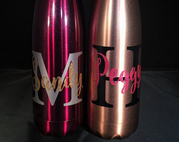 NEW Swell Colors -Big Initial and Name Swell Bottle W/ Glitter - Bridesmaids, Yoga, Teacher, Sorority Swell Bottle