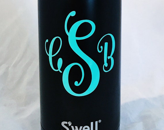 Swell Water Bottle with Monogram Personalized Name or Custom (Stone, Resort, Wood, Satin, Glitter, Shimmer Collections)