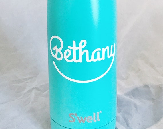 Swell Water Bottle with Name Monogram Personalized or Custom (Glitter, Shimmer, Elements, Stone, Resort, Wood, Satin, Collections)