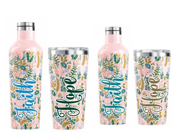 Personalized Tapestry Tumbler / Canteen by Corkcicle / Personalized Stainless Steel Bottle / Monogrammed Triple Insulated Bottle