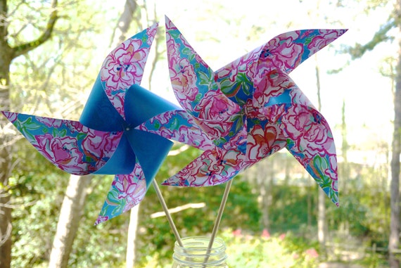 10 Custom Lily Pulitzer Inspired Pinwheels