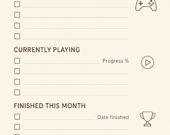 Lazy Gamer Backlog Tracker Printable | Video Game Log | Gaming Planner PDF
