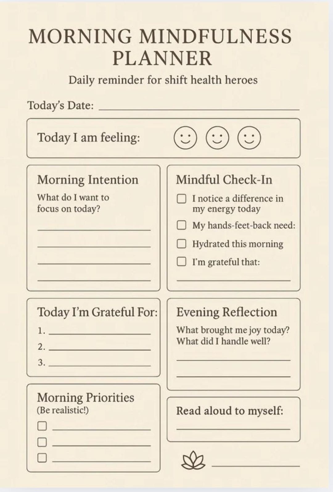 Morning Mindfulness Planner Daily Self Care Tracker Printable Gratitude ...