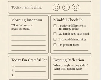 Morning Mindfulness Planner Daily Self Care Tracker Printable Gratitude Journal Mental Health Morning Routine