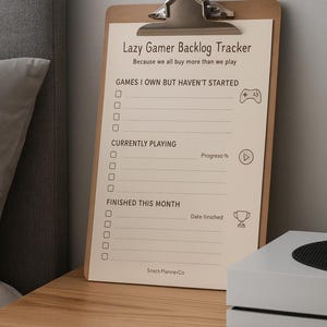Lazy Gamer Backlog Tracker Printable | Video Game Log | Gaming Planner ...