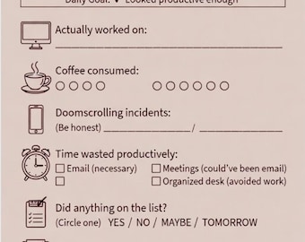 Lazy Productivity Tracker  Daily Work Planner Printable, WFH Productivity Log PDF