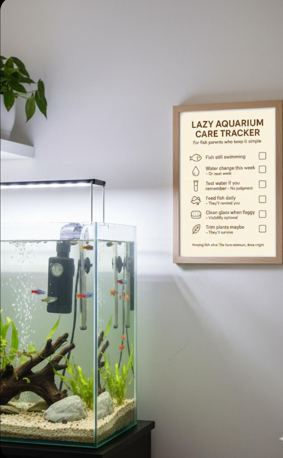 Lazy Aquarium Care Tracker Fish Tank Maintenance Printable Daily ...