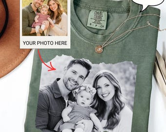 Comfort Colors® Custom Family Shirt, Personalized Picture Tee, Girlfriend or Boyfriend, Upload Your Own Image, Vintage Custom Photo Gift