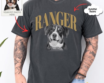 Custom Photo Dog Dad Shirt, Personalized Picture and Name Pet Shirt, Cat Dad Tee, Father's Day Shirt, Custom Pet Vintage Shirt, New Dad Gift