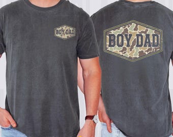 Comfort Colors® Camouflage Boy Dad Shirt, Retro Varsity Dad Tee, Duck Camo Father’s Day Gift, Classic Dad Shirt, New Dad Shirt, Gift For Dad