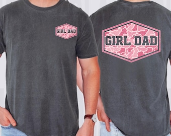 Comfort Colors® Camouflage Girl Dad Shirt, Girl Dad Pink Shirt, Retro Varsity Dad Tee, Duck Camo Father’s Day Gift, New Dad Life Shirt