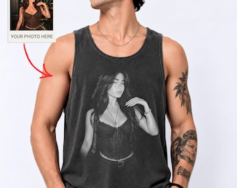 Comfort Colors® Custom Your Photo Tank Top, Personalized Picture Tee, Upload Your Own Image, Vintage Custom Photo Tee, Boyfriend Gifts