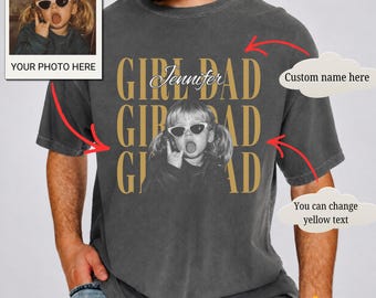Comfort Colors® Personalized Dad Vintage Photo Shirt, Custom Fathers Day Shirt With Kids Photo, Custom Best Dad Ever Shirt, New Dad Gift