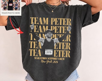Personalized Photo Marathon Support Crew Comfort Colors Shirt Custom Runner Team Tee Race Day Supporter Family Running Group Gift