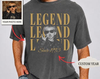 Custom Vintage Photo Birthday Comfort Colors® Shirt, Personalized Picture Year Tee, Legend Since Birthday Gift, Retro Custom Photo T-Shirt