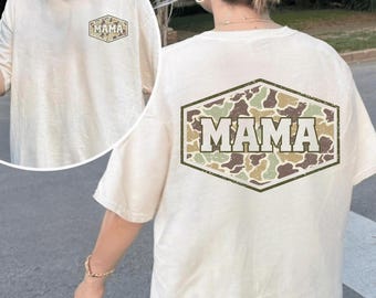Comfort Colors® Camouflage Mama Shirt, Retro Varsity Mama Tee, Duck Camo Mother's Day Gift, Hunting Mama Shirt, Mallard Duck Shirt