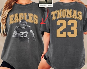 Comfort Colors® Custom Photo Football Shirt, Personalized Player Name Tee, Football Mom Game Day Shirt, School Team Spirit Wear, Mascot Gift