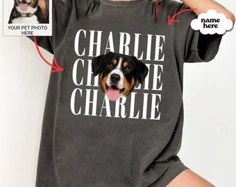Personalized Pet Photo And Name Shirt, Custom Vintage Pet Shirt, Customized Picture Dog Shirt,Dog Lover Gift,Cat Mom Gift, Pet Memorial Gift