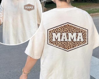 Comfort Colors® Leopard Mama Shirt, Retro Varsity Mama Tee, Mother's Day Gift, Mama Shirt, Mom Shirt, Gift For Her