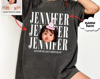 Custom Photo Birthday Girl Shirt, Custom Face Shirt, Custom Picture Shirt, Personalized Vintage Photo Shirt, Retro Birthday Squad Shirts