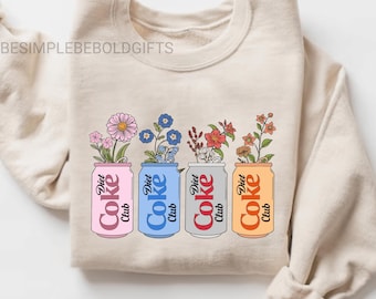 Comfort Colors® Diet Soda Floral Shirt, Cute Diet Drink Aesthetic Sweatshirt, Retro Can Flower Shirt, Soda Lover Tee, Trendy Beverage Shirt