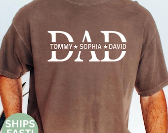 Camiseta personalizada para papá Comfort Colors® con nombres de niños, camiseta personalizada con nombre de papá, regalo de cumpleaños para papá, camiseta para papá, regalos para el Día del Padre