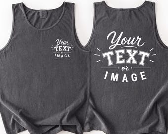 Custom Photo Unisex Tank Top , Personalized Text Or Logo Shirt Design, Front And Back Graphic Beach Tank, Summer Gift For Men Women