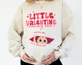 Personalized Valentine’s Day Pregnancy Sweatshirt, Pregnancy Announcement Shirt, Maternity Reveal Tee, Mom To Be Gift, Vanlentine Pregnant