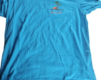 Camisa vintage Fruit of the Loom para hombre, talla XL, azul, con bordado de Beach Hill, hecha en EE. UU., años 90.